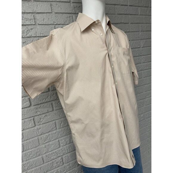 Nordstrom Smartcare Wrinkle-Free Short Sleeve Checkered Shirt Size 16 1/2 NWOT - Picture 6 of 9